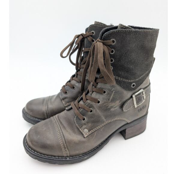 Taos Crave Side Zip Ankle Boots Lace-Up CRV-5514 Women's Gray Size US6-6.5 EU37 - Picture 1 of 12